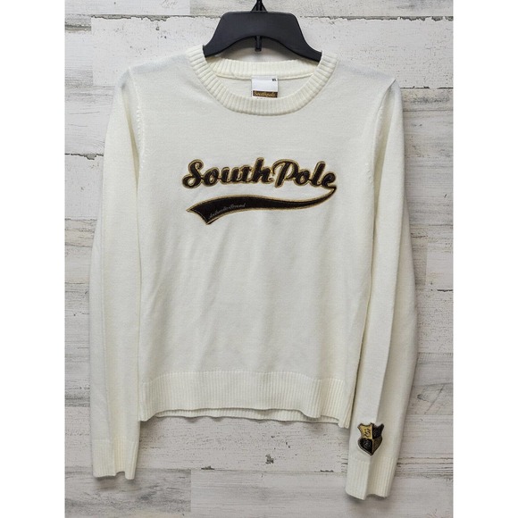 Southpole Sweater Women Extra Large Cream Y2K Style Retro - Picture 1 of 11
